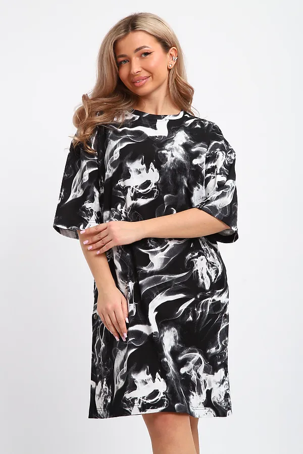 Туника ТПК-01 НАТАЛИ, черный/белый дым - фото 2