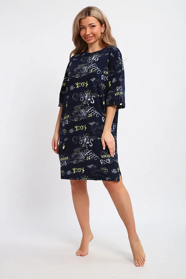 Туника ТПК-01 НАТАЛИ, синий/желтый/белый буквы star - фото 2