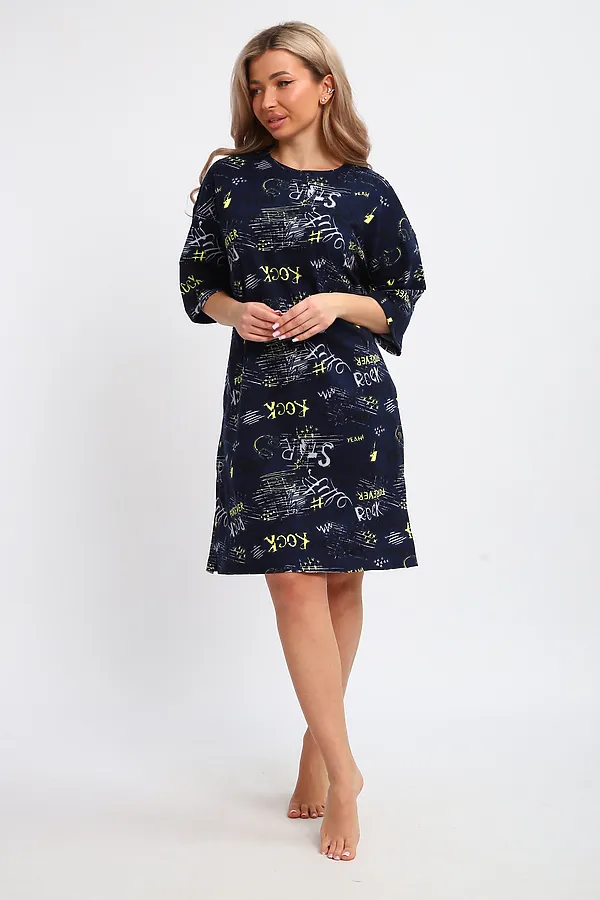 Туника ТПК-01 НАТАЛИ, синий/желтый/белый буквы star - фото 2