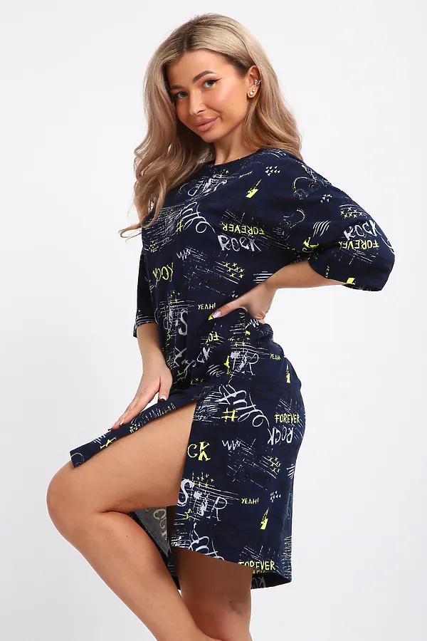 Туника ТПК-01 НАТАЛИ, синий/желтый/белый буквы star - фото 2