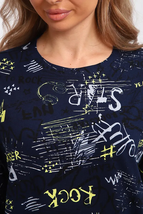 Туника ТПК-01 НАТАЛИ, синий/желтый/белый буквы star - фото 2