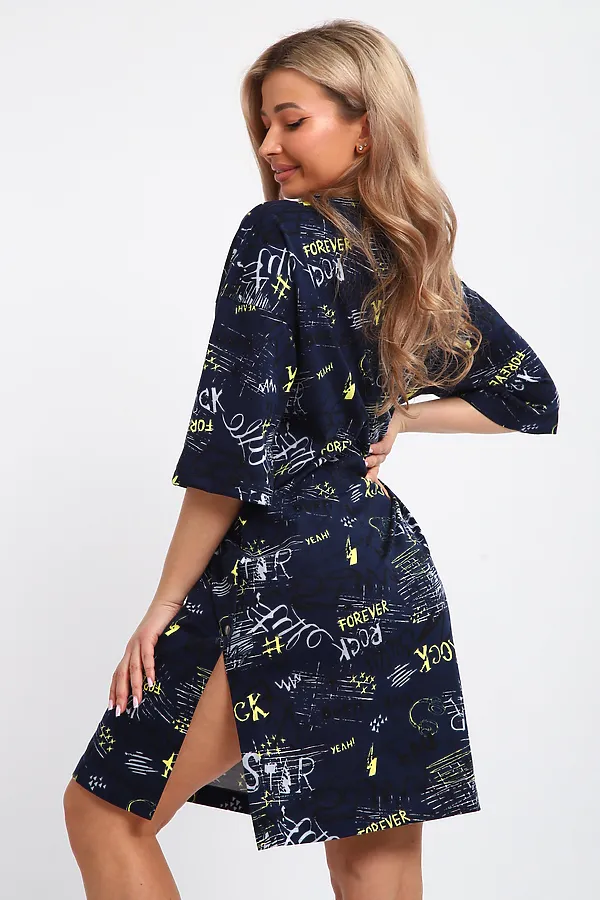 Туника ТПК-01 НАТАЛИ, синий/желтый/белый буквы star - фото 2