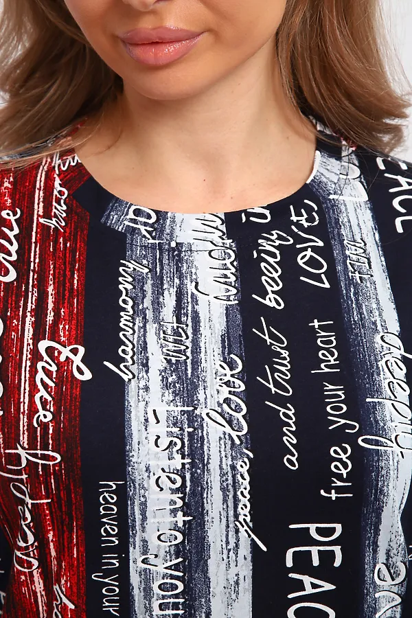 Туника ТПК-01 НАТАЛИ, синий/красный/белый полосы с буквами love - фото 2