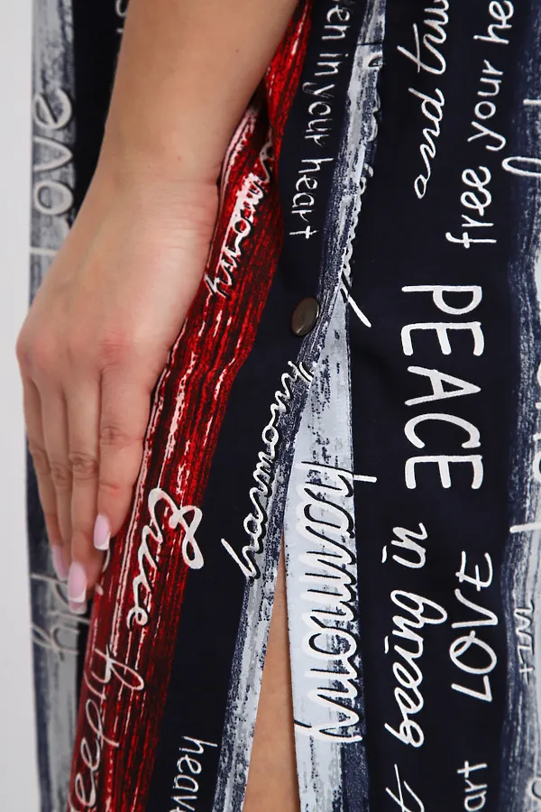 Туника ТПК-01 НАТАЛИ, синий/красный/белый полосы с буквами love - фото 2