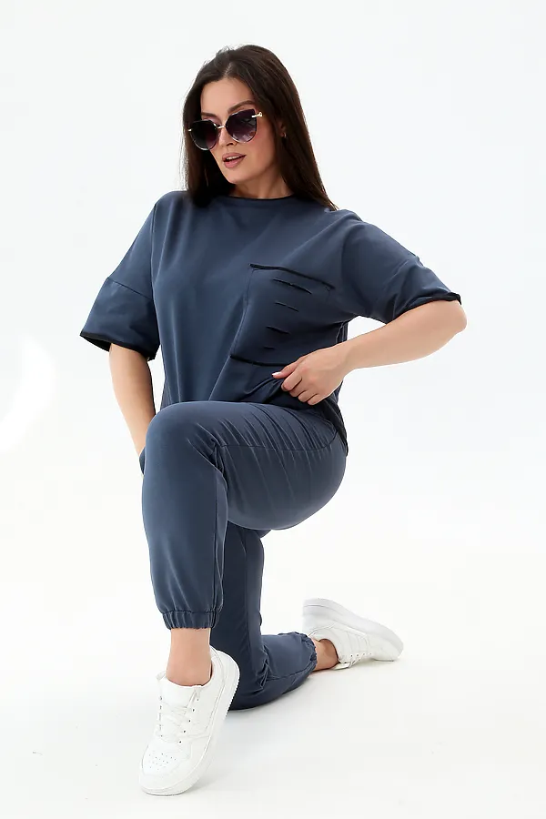 Костюм с брюками КЖ-005 НАТАЛИ, темно-синий - фото 2