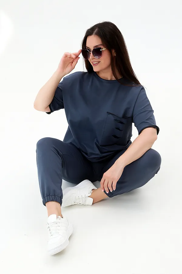 Костюм с брюками КЖ-005 НАТАЛИ, темно-синий - фото 2