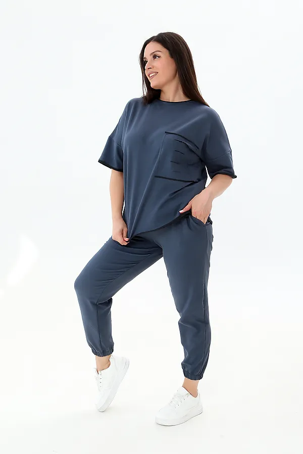 Костюм с брюками КЖ-005 НАТАЛИ, темно-синий - фото 2