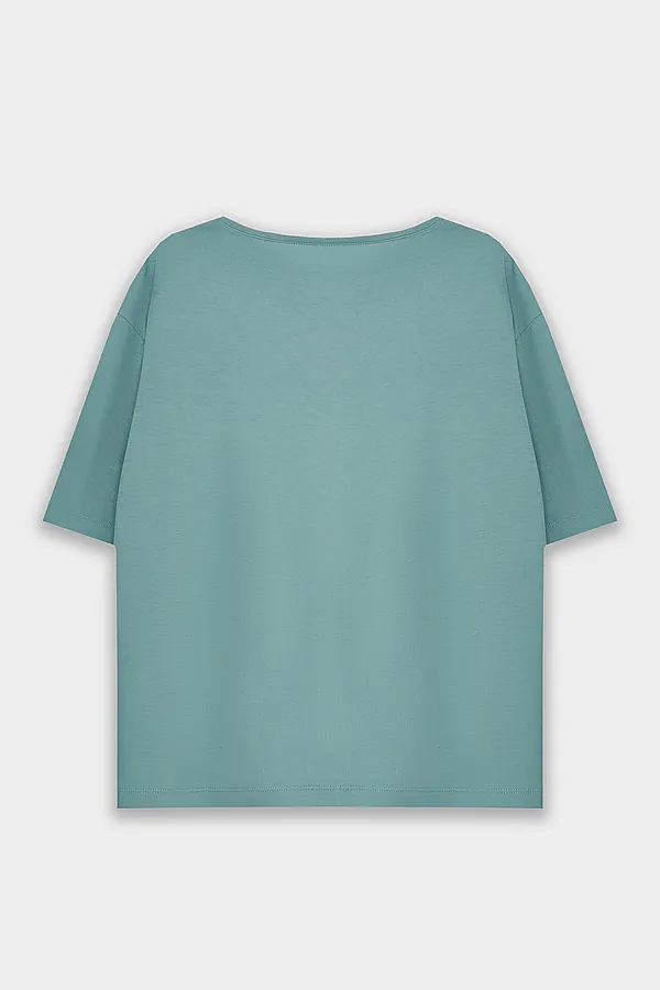 Комплект женский (футболка, бриджи) MARK FORMELLE, шалфей +тропики на св.молочном1 - фото 2