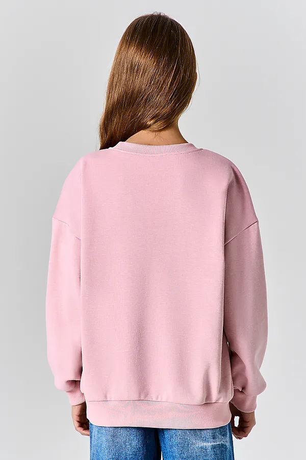 Свитшот для девочек MARK FORMELLE, пыльно -розовый +печать - фото 2