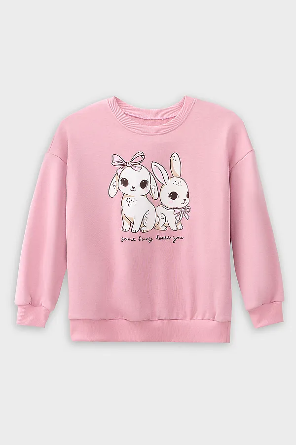 Свитшот для девочек MARK FORMELLE, пыльно -розовый +печать - фото 2