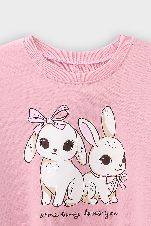 Свитшот для девочек MARK FORMELLE, пыльно -розовый +печать - фото 2