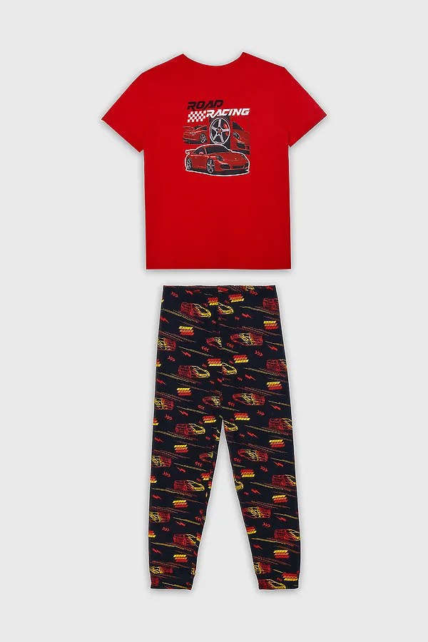 Комплект для мальчиков (футболка, брюки) MARK FORMELLE, красный +гоночные тачки - фото 2