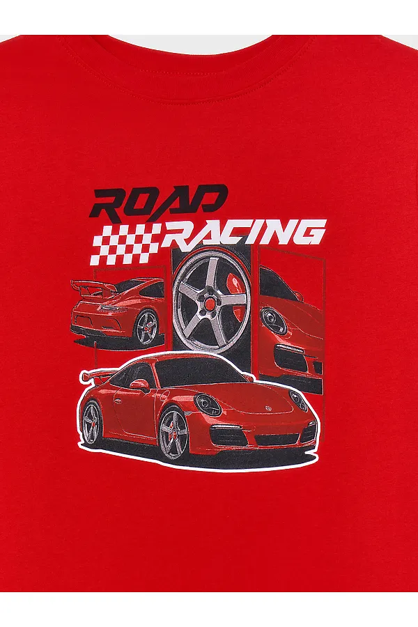 Комплект для мальчиков (футболка, брюки) MARK FORMELLE, красный +гоночные тачки - фото 2