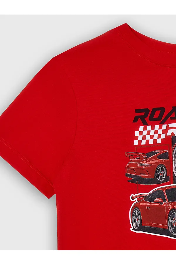 Комплект для мальчиков (футболка, брюки) MARK FORMELLE, красный +гоночные тачки - фото 2