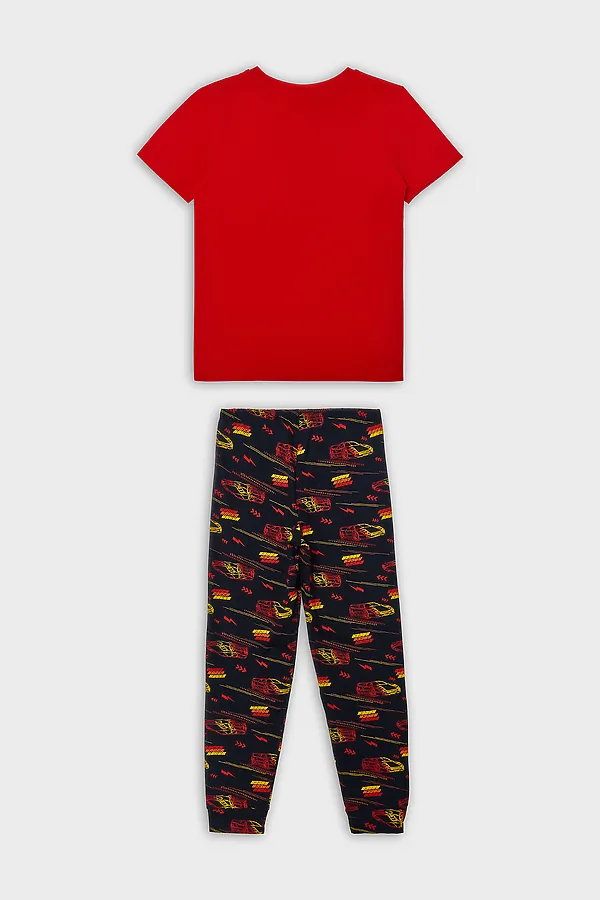 Комплект для мальчиков (футболка, брюки) MARK FORMELLE, красный +гоночные тачки - фото 2