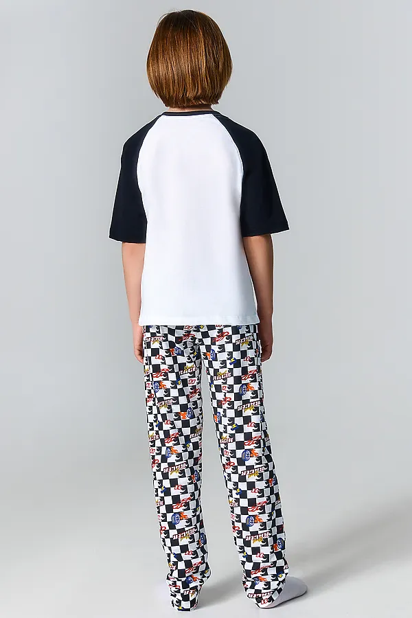 Комплект для мальчиков (джемпер, брюки) MARK FORMELLE, белый +гоночная клетка - фото 2