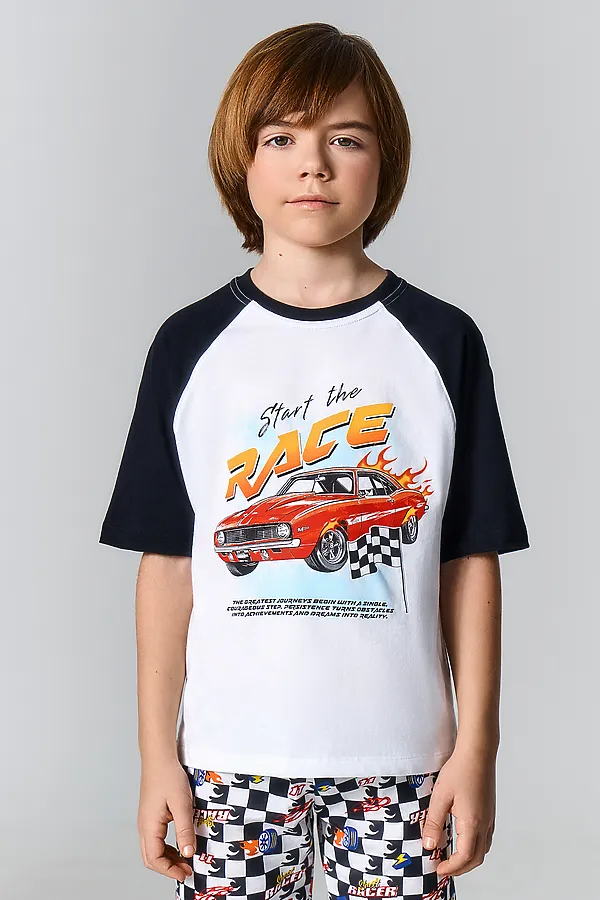 Комплект для мальчиков (джемпер, брюки) MARK FORMELLE, белый +гоночная клетка - фото 2