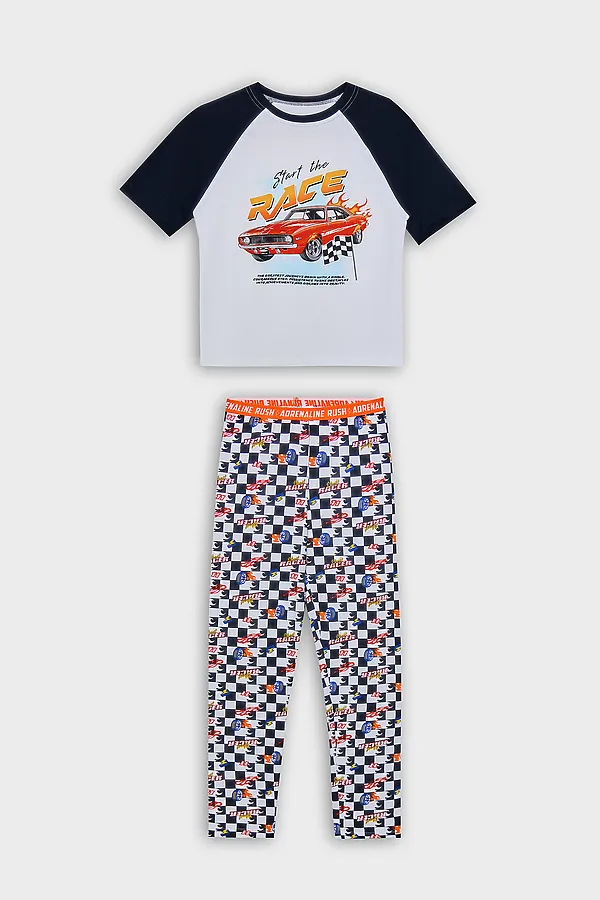 Комплект для мальчиков (джемпер, брюки) MARK FORMELLE, белый +гоночная клетка - фото 2