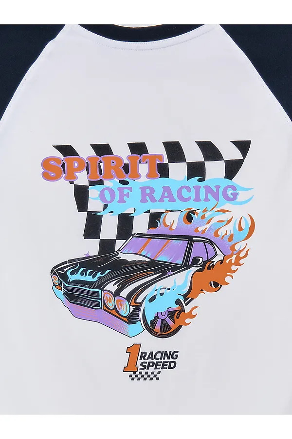 Комплект для мальчиков (джемпер, шорты) MARK FORMELLE, белый +гоночная клетка - фото 2