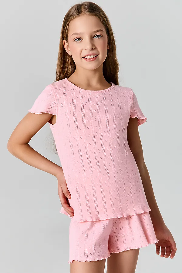 Комплект для девочек (футболка, шорты) MARK FORMELLE, розовый - фото 2