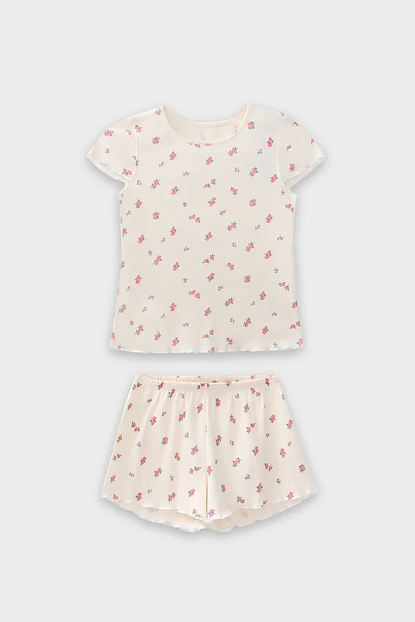 Комплект для девочек (футболка, шорты) MARK FORMELLE, цветы на молочном1 - фото 2