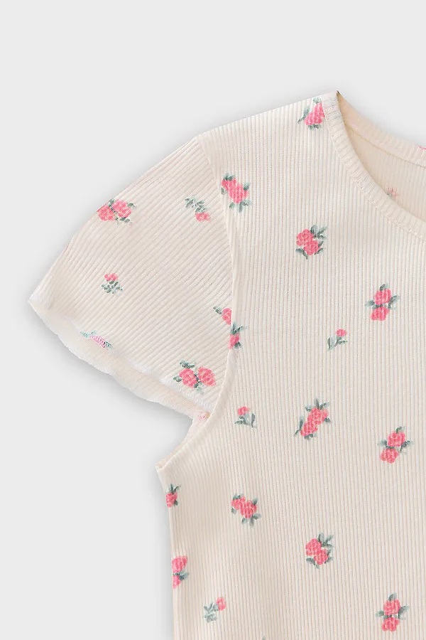 Комплект для девочек (футболка, шорты) MARK FORMELLE, цветы на молочном1 - фото 2