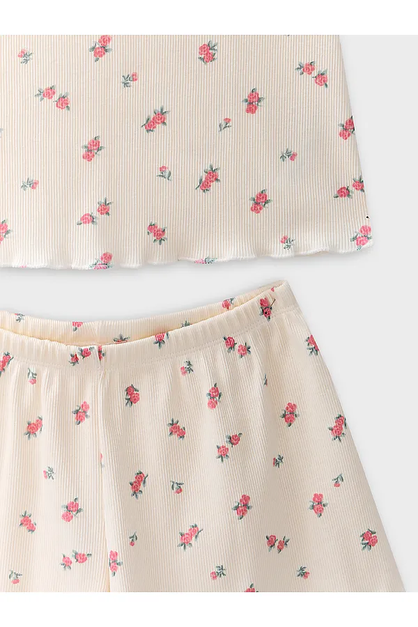 Комплект для девочек (футболка, шорты) MARK FORMELLE, цветы на молочном1 - фото 2