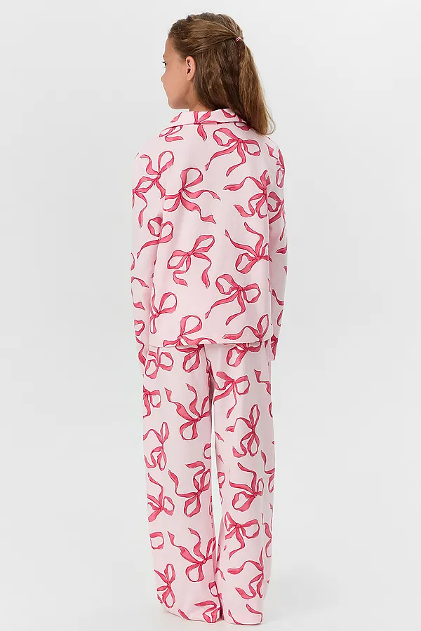 Комплект для девочек (рубашка, брюки) MARK FORMELLE, бантики на розовом - фото 2