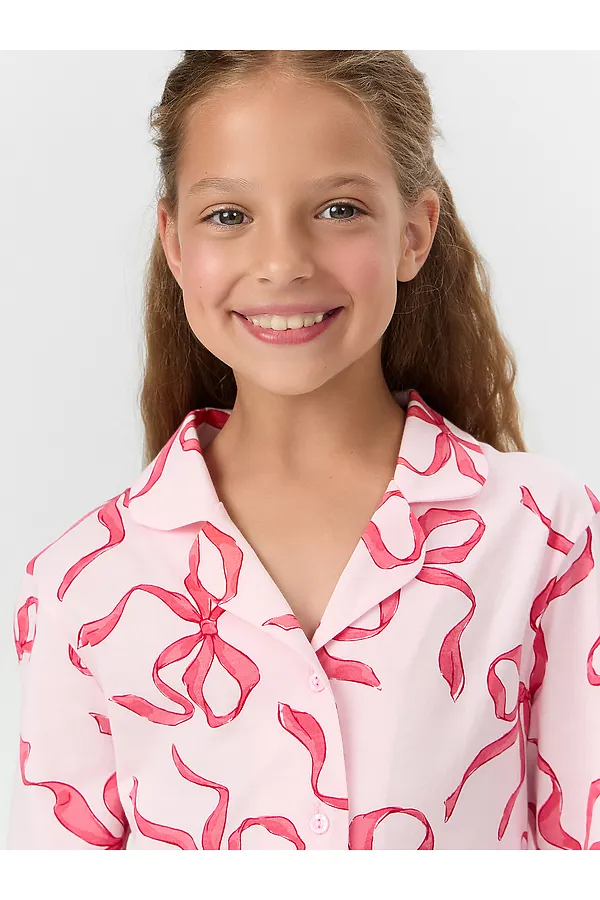 Комплект для девочек (рубашка, брюки) MARK FORMELLE, бантики на розовом - фото 2