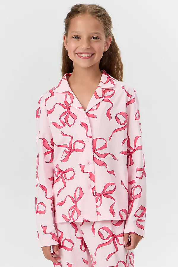 Комплект для девочек (рубашка, брюки) MARK FORMELLE, бантики на розовом - фото 2