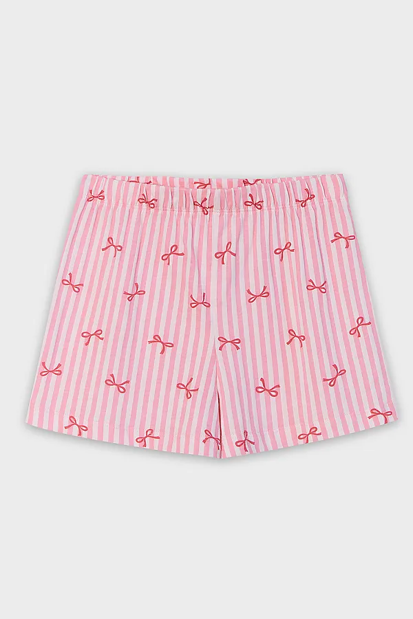 Комплект для девочек (рубашка, шорты) MARK FORMELLE, бантики на розовой полоске - фото 2