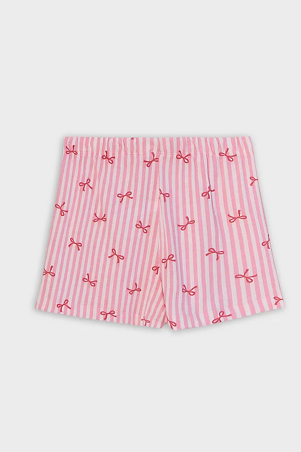 Комплект для девочек (рубашка, шорты) MARK FORMELLE, бантики на розовой полоске - фото 2