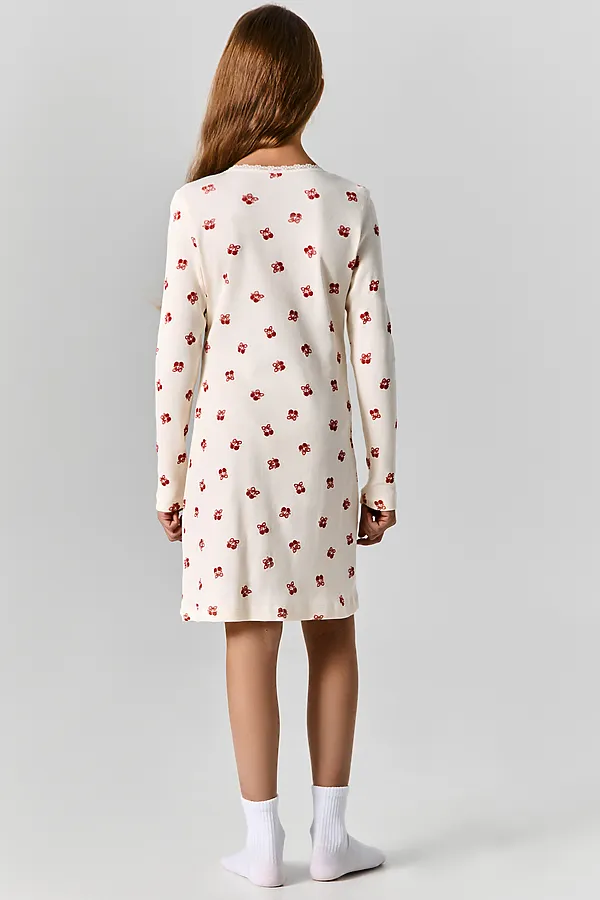 Сорочка ночная для девочек MARK FORMELLE, вишенки на св.молочном - фото 2