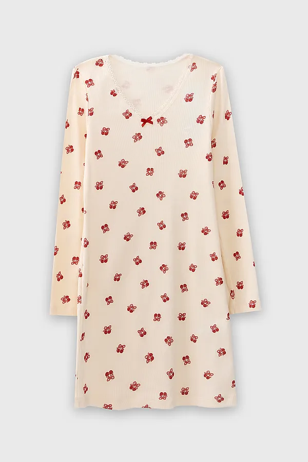 Сорочка ночная для девочек MARK FORMELLE, вишенки на св.молочном - фото 2