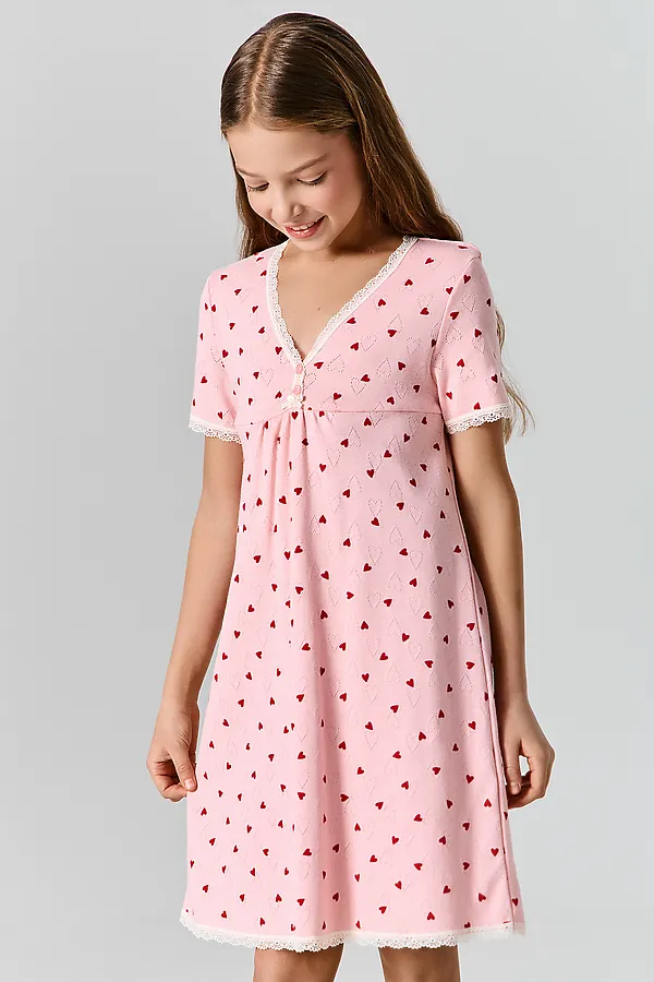 Сорочка ночная для девочек MARK FORMELLE, сердца на розовом - фото 2