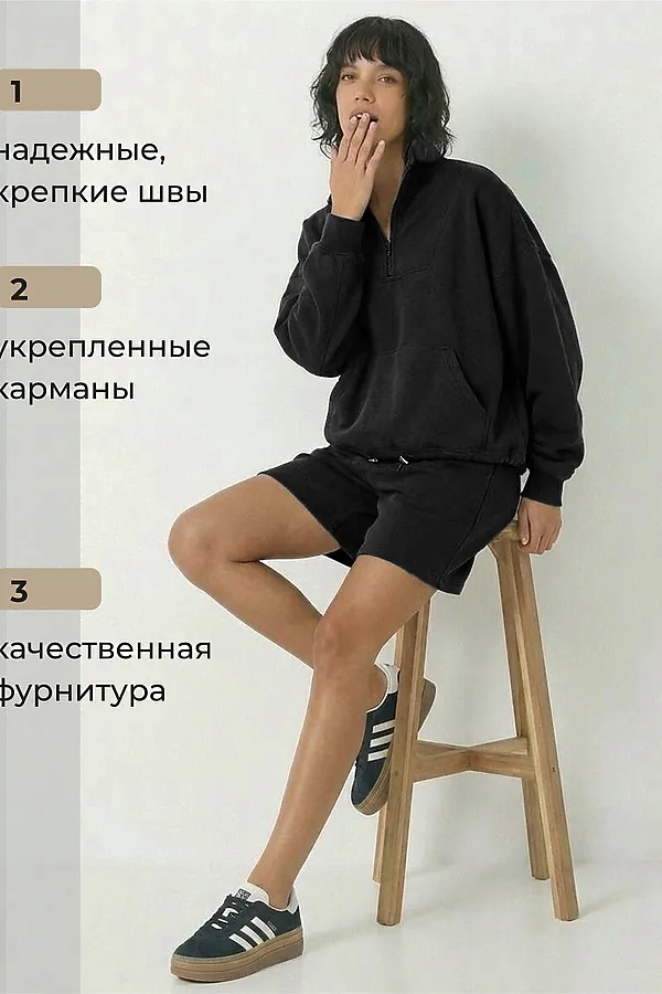 Костюм с шортами и кофтой 406 НАТАЛИ, черный - фото 2