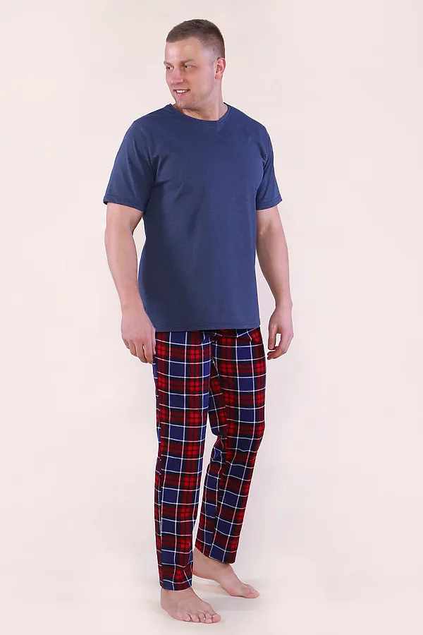 Костюм с брюками домашней одежды 812 НАТАЛИ, синий+красный - фото 2