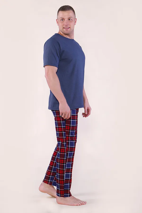 Костюм с брюками домашней одежды 812 НАТАЛИ, синий+красный - фото 2