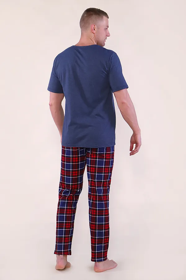 Костюм с брюками домашней одежды 812 НАТАЛИ, синий+красный - фото 2