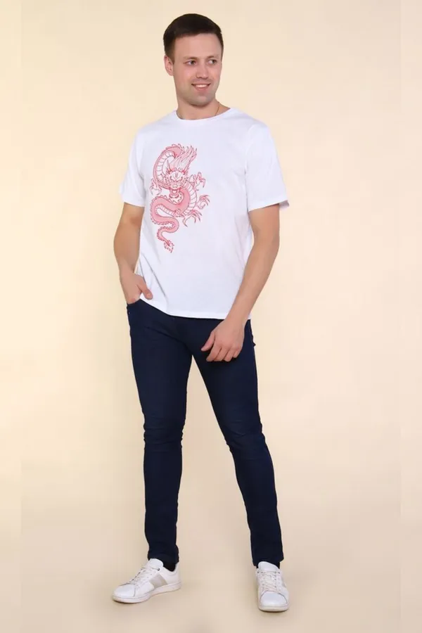 Футболка 2224 Тату дракона НАТАЛИ, белый/красный - фото 2