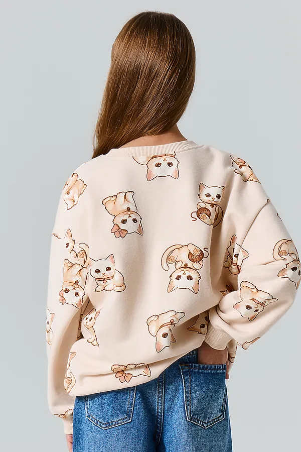 Свитшот для девочек MARK FORMELLE, коты на св.бежевом - фото 2
