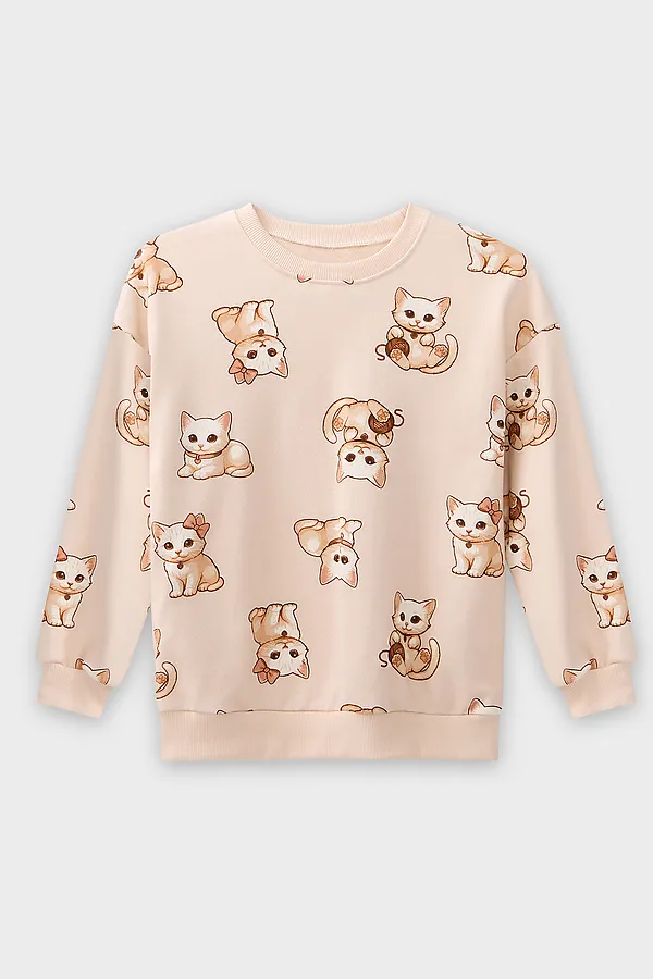 Свитшот для девочек MARK FORMELLE, коты на св.бежевом - фото 2