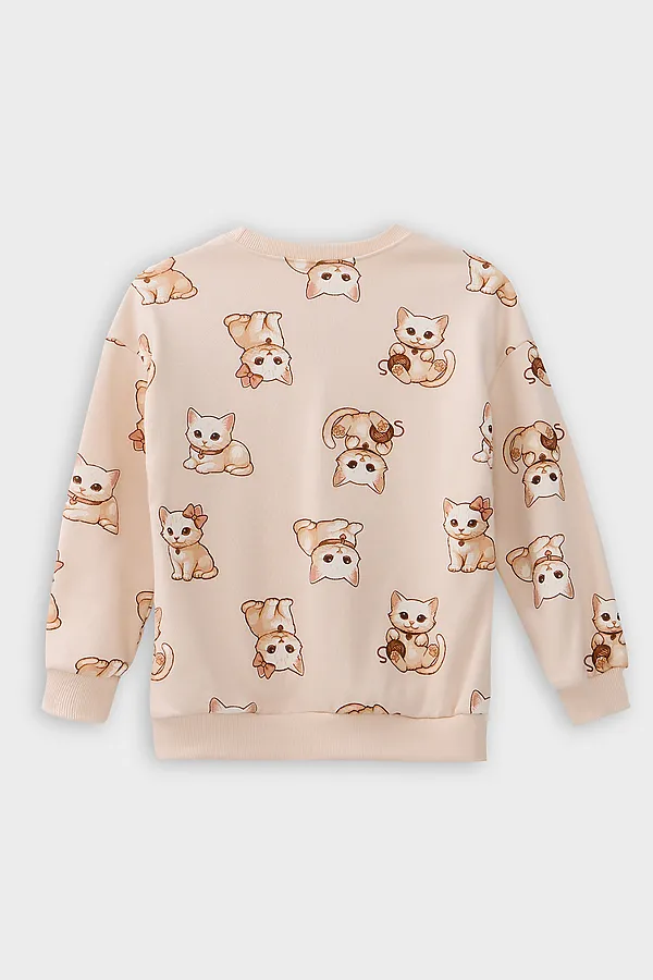 Свитшот для девочек MARK FORMELLE, коты на св.бежевом - фото 2