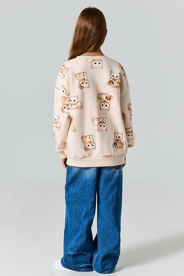 Свитшот для девочек MARK FORMELLE, коты на св.бежевом - фото 2