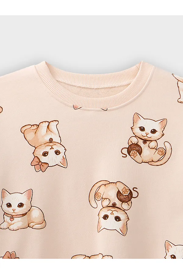 Свитшот для девочек MARK FORMELLE, коты на св.бежевом - фото 2