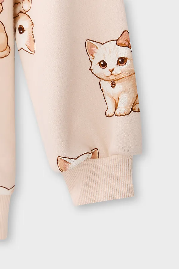 Свитшот для девочек MARK FORMELLE, коты на св.бежевом - фото 2