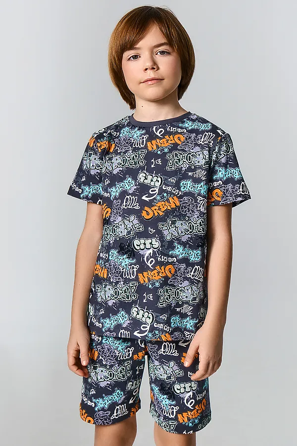 Комплект для мальчиков (футболка, шорты) MARK FORMELLE, надписи на графите - фото 2