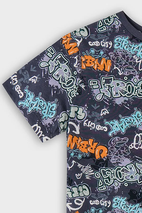 Комплект для мальчиков (футболка, шорты) MARK FORMELLE, надписи на графите - фото 2