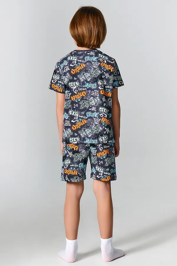 Комплект для мальчиков (футболка, шорты) MARK FORMELLE, надписи на графите - фото 2