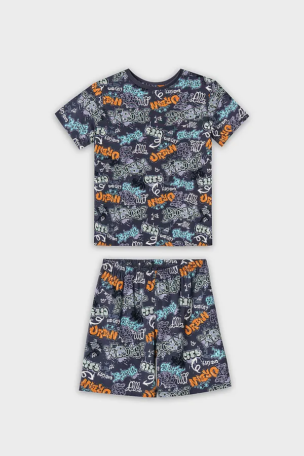 Комплект для мальчиков (футболка, шорты) MARK FORMELLE, надписи на графите - фото 2